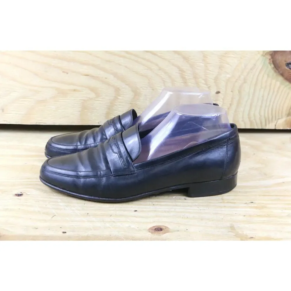Vintage Gucci Shoes Mens Black 11M Leather Loafers 44M Slip On Italy